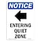 Signmission OSHA Sign, 10" H, Rigid Plastic, Entering Quiet Zone Sign With Symbol, Portrait, V-12095 OS-NS-P-710-V-12095 - alternate 1